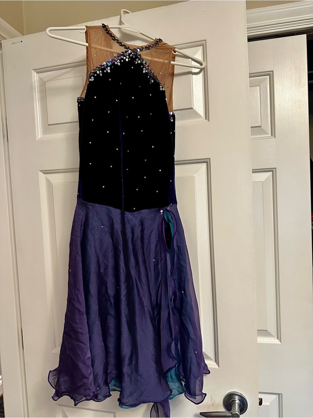 Women’s Purple Figure skating Dress with Embellished Bodice